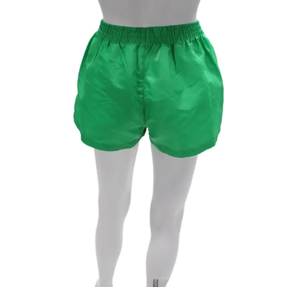 The Frankie Shop Unisex Green Polyester Solid Beach Shorts Size S